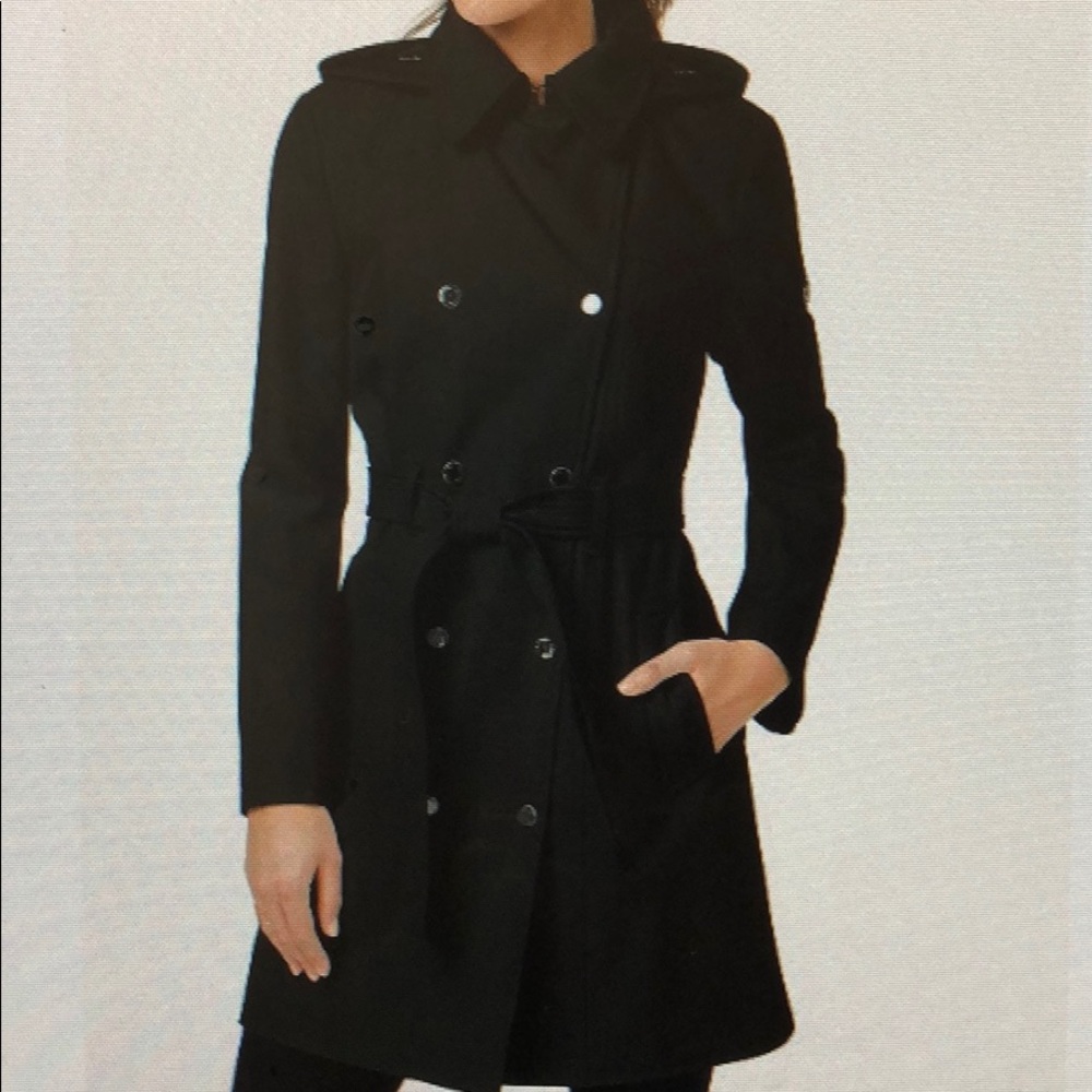 Calvin Klein Hooded Double-Breasted Trench Coat
